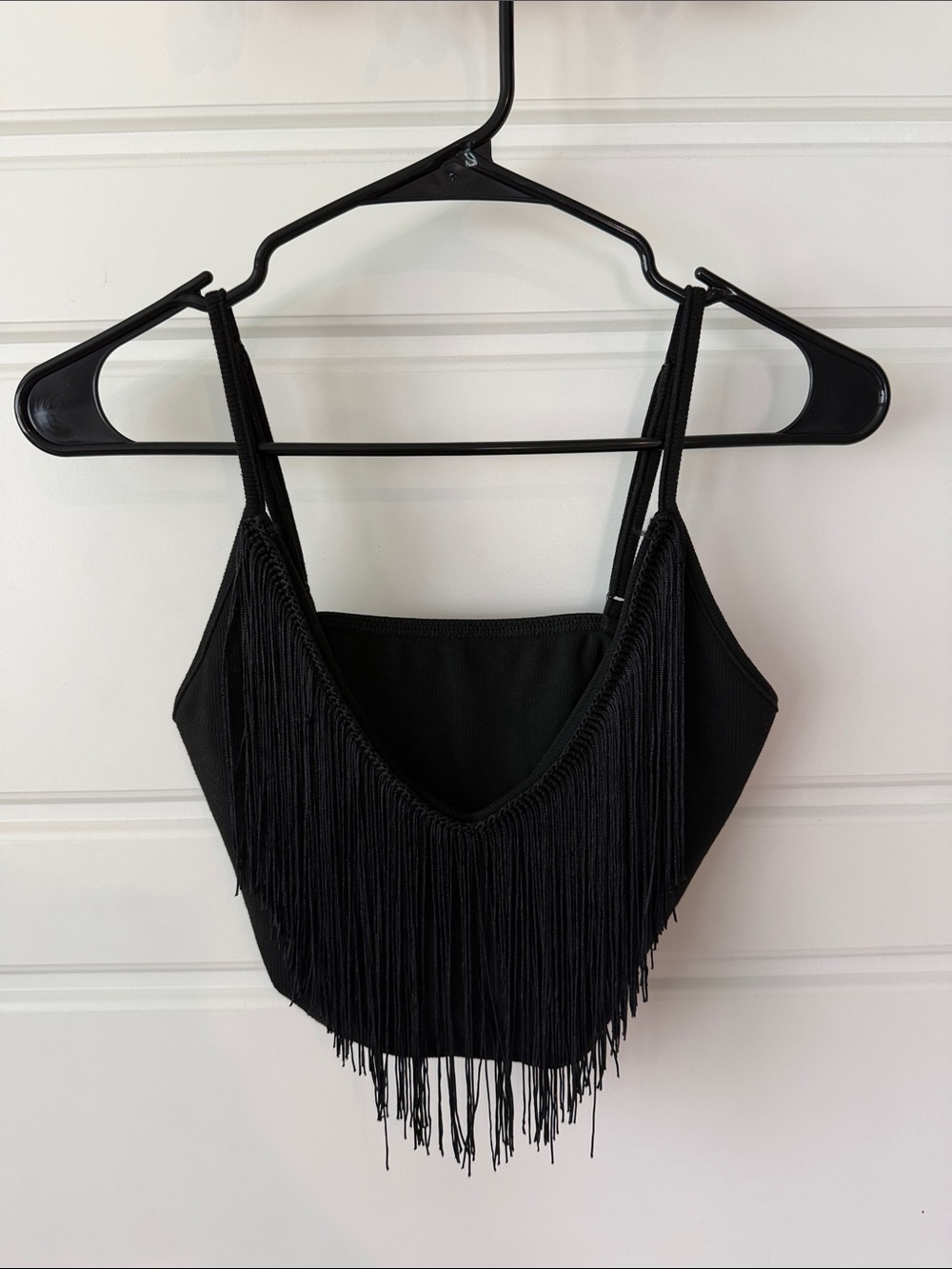 SHEIN Black Fringe Crop Camisole
